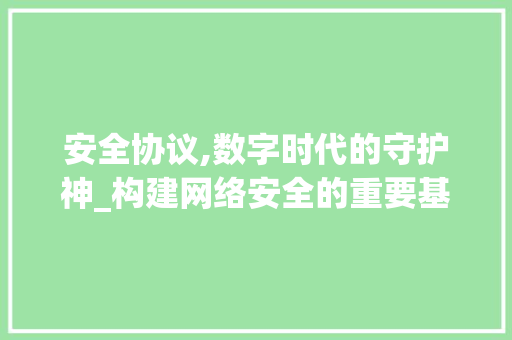 安全协议,数字时代的守护神_构建网络安全的重要基石