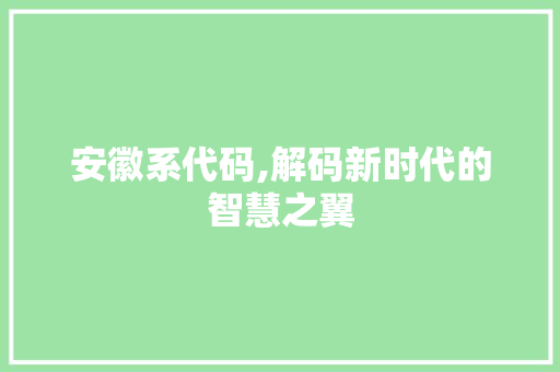 安徽系代码,解码新时代的智慧之翼