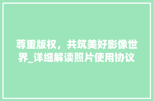 尊重版权，共筑美好影像世界_详细解读照片使用协议
