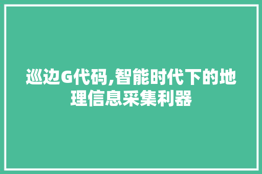 巡边G代码,智能时代下的地理信息采集利器 Web前端