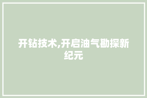 开钻技术,开启油气勘探新纪元 WordPress教程