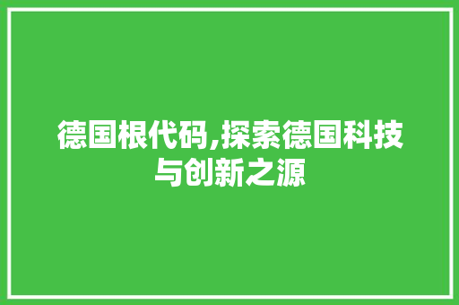 德国根代码,探索德国科技与创新之源 SEO教程