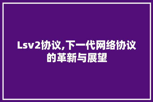 Lsv2协议,下一代网络协议的革新与展望
