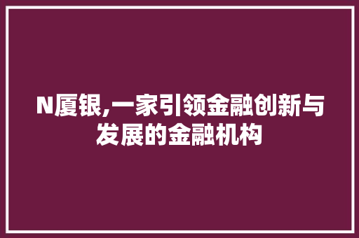 N厦银,一家引领金融创新与发展的金融机构