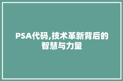 PSA代码,技术革新背后的智慧与力量