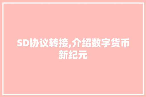 SD协议转接,介绍数字货币新纪元