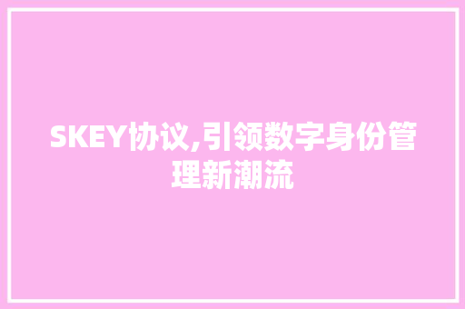 SKEY协议,引领数字身份管理新潮流