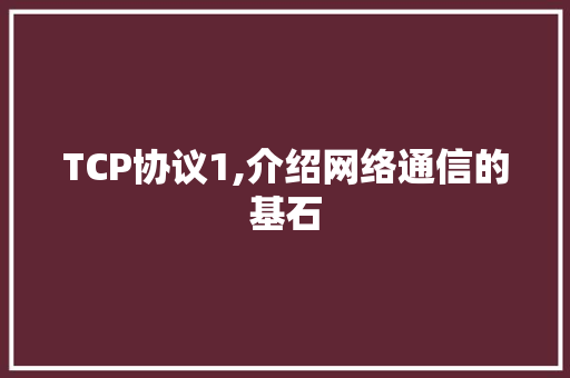 TCP协议1,介绍网络通信的基石 WordPress教程