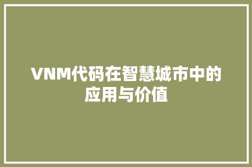 VNM代码在智慧城市中的应用与价值