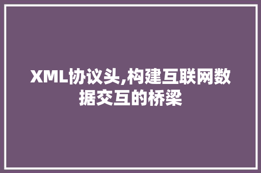 XML协议头,构建互联网数据交互的桥梁