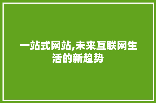 一站式网站,未来互联网生活的新趋势