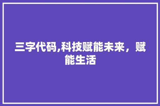 三字代码,科技赋能未来，赋能生活 建站教程