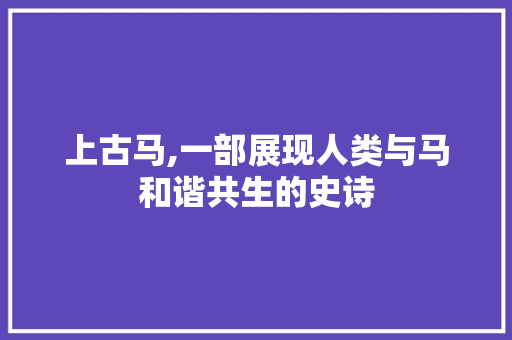 上古马,一部展现人类与马和谐共生的史诗