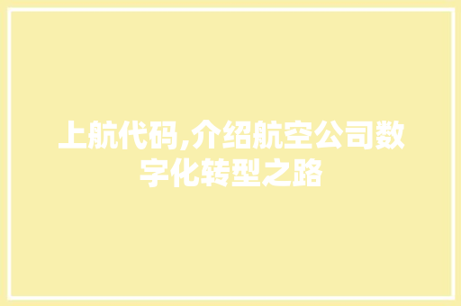 上航代码,介绍航空公司数字化转型之路