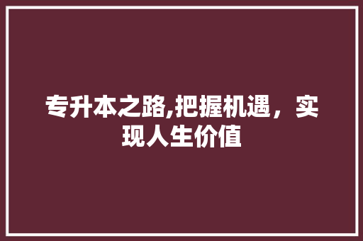 专升本之路,把握机遇，实现人生价值