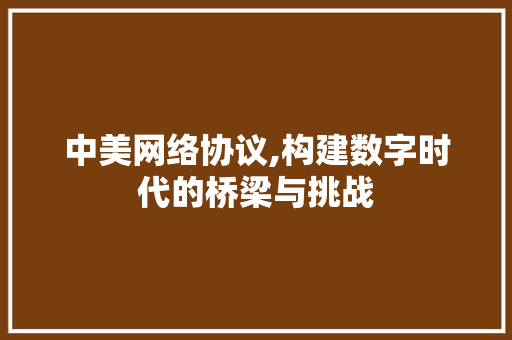 中美网络协议,构建数字时代的桥梁与挑战
