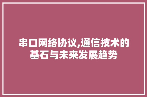 串口网络协议,通信技术的基石与未来发展趋势 建站教程
