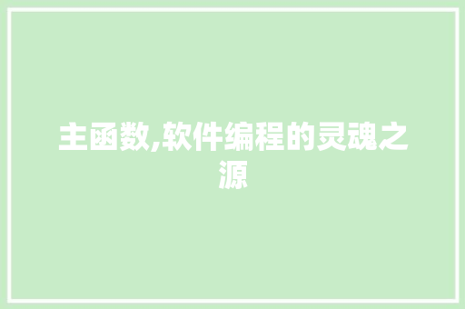 主函数,软件编程的灵魂之源