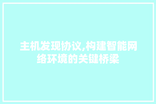 主机发现协议,构建智能网络环境的关键桥梁