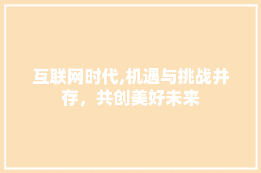 互联网时代,机遇与挑战并存，共创美好未来 WordPress教程