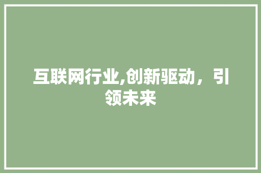 互联网行业,创新驱动，引领未来