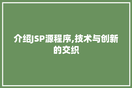 介绍JSP源程序,技术与创新的交织