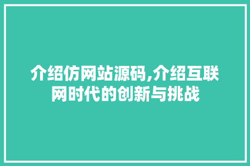 介绍仿网站源码,介绍互联网时代的创新与挑战