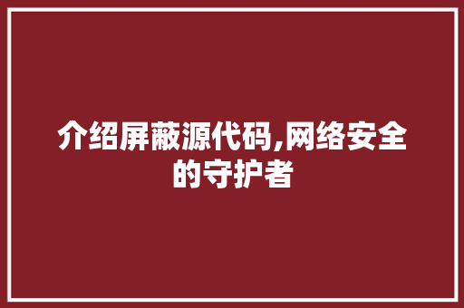 介绍屏蔽源代码,网络安全的守护者