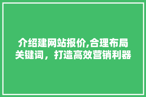 介绍建网站报价,合理布局关键词，打造高效营销利器 建站教程