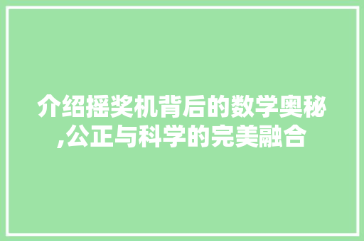 介绍摇奖机背后的数学奥秘,公正与科学的完美融合