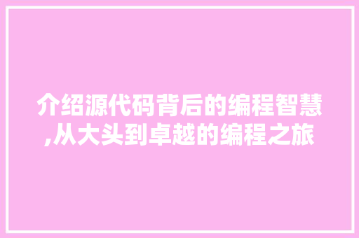 介绍源代码背后的编程智慧,从大头到卓越的编程之旅