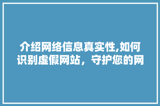 介绍网络信息真实性,如何识别虚假网站，守护您的网络安全 服务器/数据库