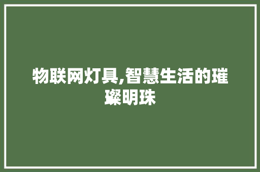 物联网灯具,智慧生活的璀璨明珠