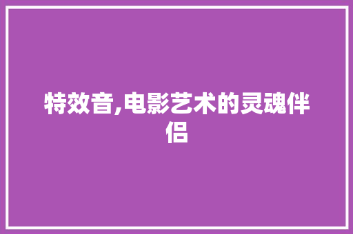 特效音,电影艺术的灵魂伴侣 建站教程