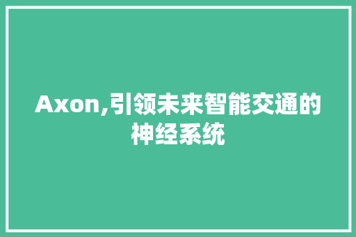 Axon,引领未来智能交通的神经系统