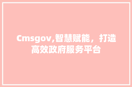 Cmsgov,智慧赋能，打造高效政府服务平台
