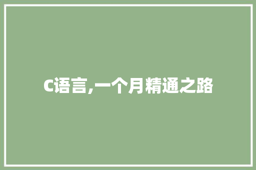 C语言,一个月精通之路 服务器/数据库
