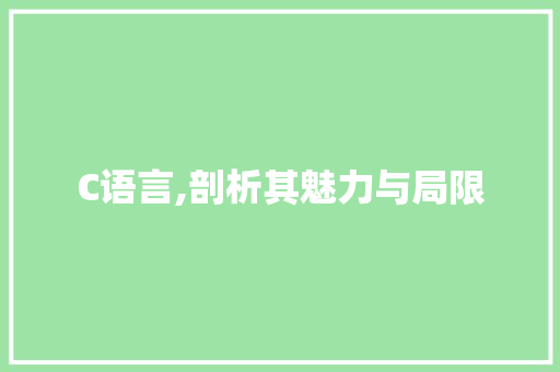 C语言,剖析其魅力与局限