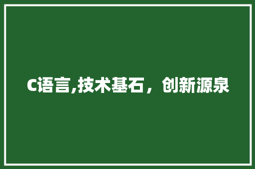 C语言,技术基石，创新源泉