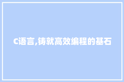 C语言,铸就高效编程的基石