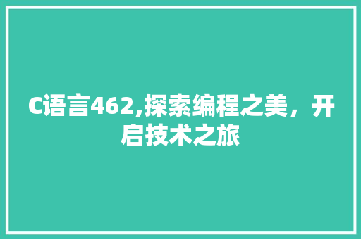 C语言462,探索编程之美，开启技术之旅