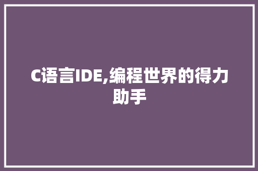 C语言IDE,编程世界的得力助手 建站教程