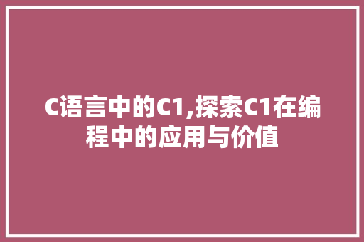 C语言中的C1,探索C1在编程中的应用与价值