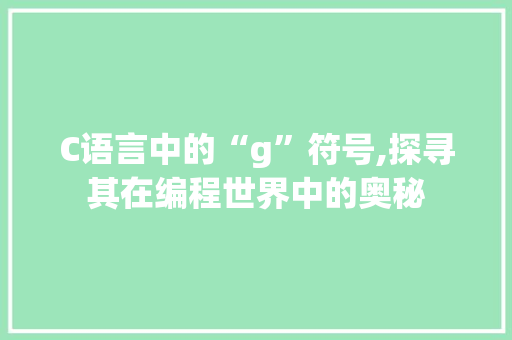 C语言中的“g”符号,探寻其在编程世界中的奥秘 WordPress教程