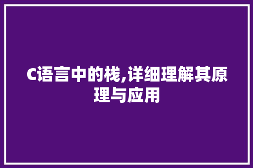 C语言中的栈,详细理解其原理与应用
