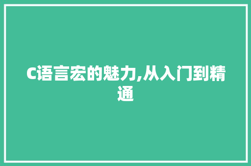 C语言宏的魅力,从入门到精通