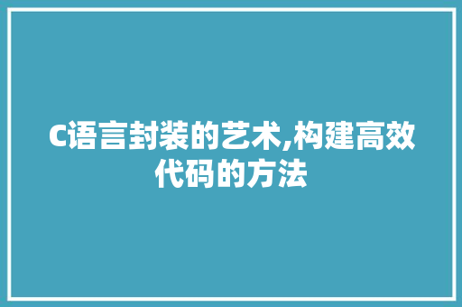 C语言封装的艺术,构建高效代码的方法
