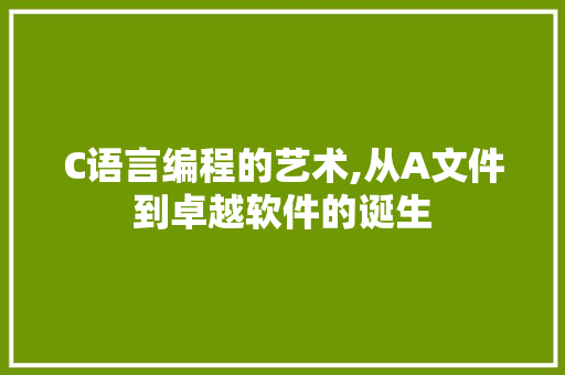 C语言编程的艺术,从A文件到卓越软件的诞生 Web前端