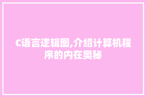 C语言逻辑图,介绍计算机程序的内在奥秘 建站教程