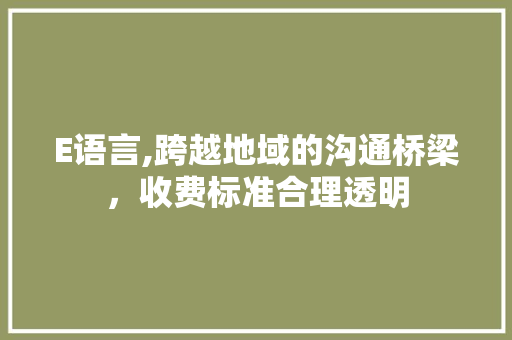 E语言,跨越地域的沟通桥梁，收费标准合理透明